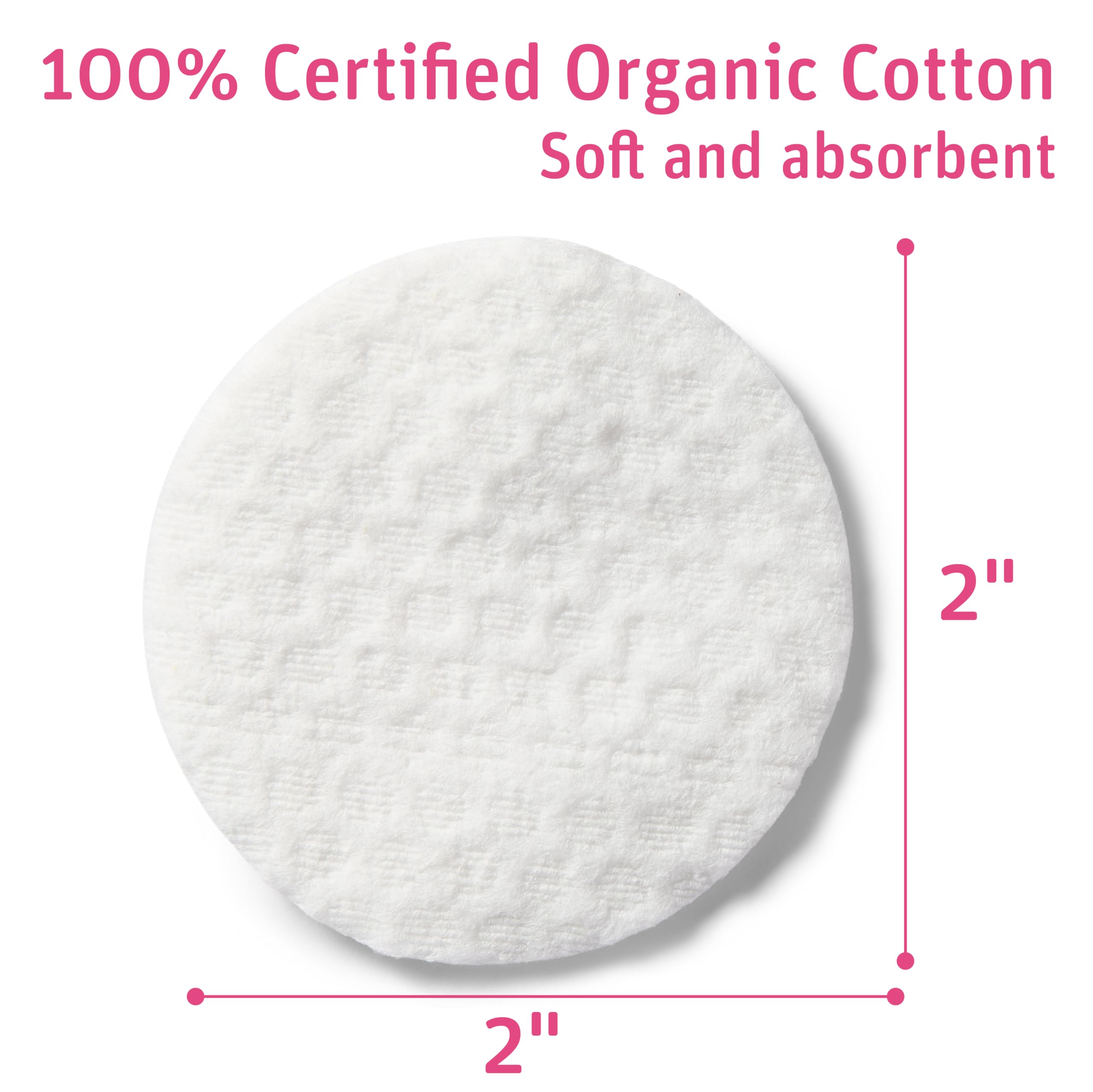 Simply Soft Premium Organic Cotton Rounds, 100 Count (Pack of 3), 100% Cotton Pads, Certified Organic, Hypoallergenic, Soft & Absorbent for Beauty, Cosmetics, Skin Care, Lint Free