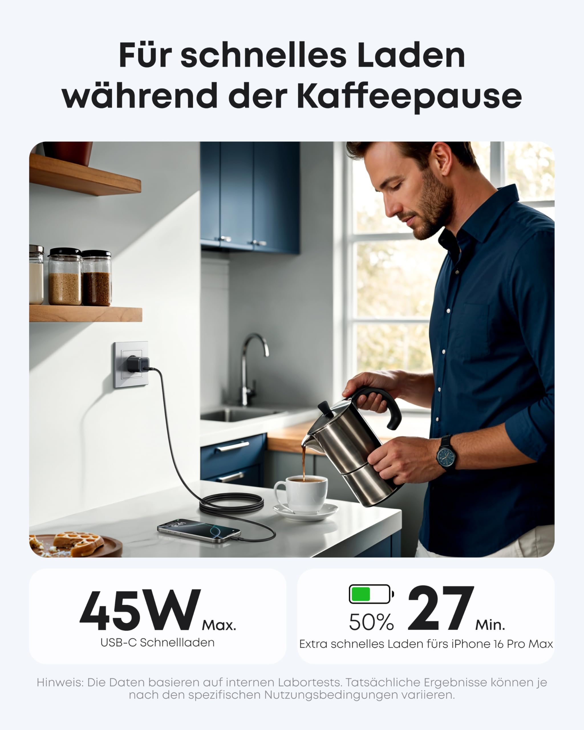 Anker Nano 45W USB C Ladegerät, kompakter Netzteil, Schnellladegerät für iPhone 17/Pro/Pro Max/iPhone Air/16/15, MacBook, Pixel 9, iPad, Samsung Galaxy S25 Ultra/S24 Serie (inkl. 1,8m Kabel) 4