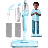 Kids Spray Mop, Blue Toddler Cleaning Set with Refillable Water Spray Tank, Lightweight Pretend Play Mop Toy for Boys Girls, Montessori Housekeeping Toy Gift