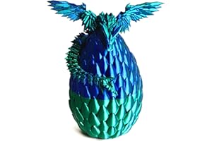 MEMOGIZZ 3D Printed Dragon Egg, Easter Dragon Eggs with Dragon Inside, Articulated Flexible 3D Printed Dragon in Egg Fidget Toy, Easter Basket Stuffers for Kids (Green&Blue)