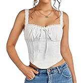 KUTUMAI Lace Corset Top Y2K Cute Square Neck Bustier Going Out Tank Crop Tops for Women Trendy Summer