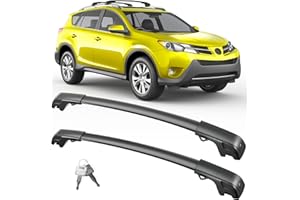 FengYu 300lb Lockable Roof Rack Cross Bars Compatible with Toyota Rav4 2013 2014 2015 2016 2017 2018, Heavy Duty Aluminum Roof Rails Crossbars Cargo Bars Canoe Rooftop Black Carrier Luggage