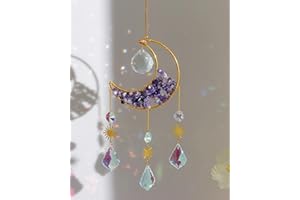 CARACALEAP Crystal Suncatchers for Indoor Windows Hanging Moon Sun Catchers with Crystals Suncatcher Rainbow Maker Home Deco Garden Suncatcher Atrapa Soles de Cristal Gift for Mom Amethyst