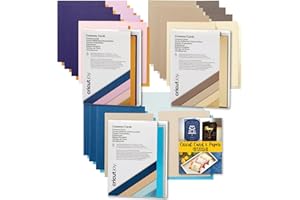 Cricut Joy Cutaway Cards in Neutrals, Marina & Spring Rain (4.25 in x 5.5 in) Sampler with Card and Paper Guide Bundle - Custom Greeting Birthday & Wedding - Personalized Thank You- DIY Invitations