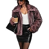 AMZANGEL Women's Faux Fur Jacket Fluffy Winter Coat Collar Long Sleeve Open Front Oversized Shaggy Jackets with Pocket