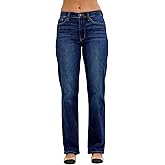 Judy Blue Women's Mid Rise Dark Wash Clean Straight Leg Jeans