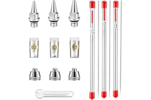 HUBEST 10 pcs Replacement Parts Kit with 0.2/0.3/0.5 mm Airbrush Nozzle ,Airbrush Needle,Airbrush Nozzle Cap,Airbrush Tips Mini Wrench for Airbrush Spray Gun Accessories