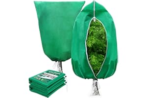 OGORI 2 Packs Plant Covers Freeze Protection 70" x 82" 2.82oz/yd² Heavy Duty Winter Cold Weather Frost Cloth Blankets, Garden Warm Jacket Bags with Zipper & Drawstring for Outdoor Plants Fruit Tree Potted