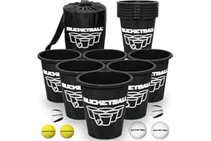 BucketBall | Team Color Edition | Combo Pack (Black/Black): Original Yard Pong Game: Best Camping, Beach, Lawn, Outdoor, Family, Adult, Tailgate, Jumbo, Giant Game