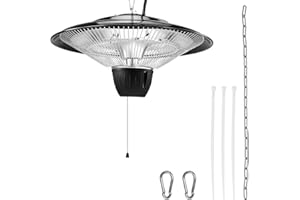 Uargd Hanging Patio Heater, 1500W Electric Infrared Space Heater, IP34 Rated with 23.6-inch Pull Cord & Adjustable Chain, Sui
