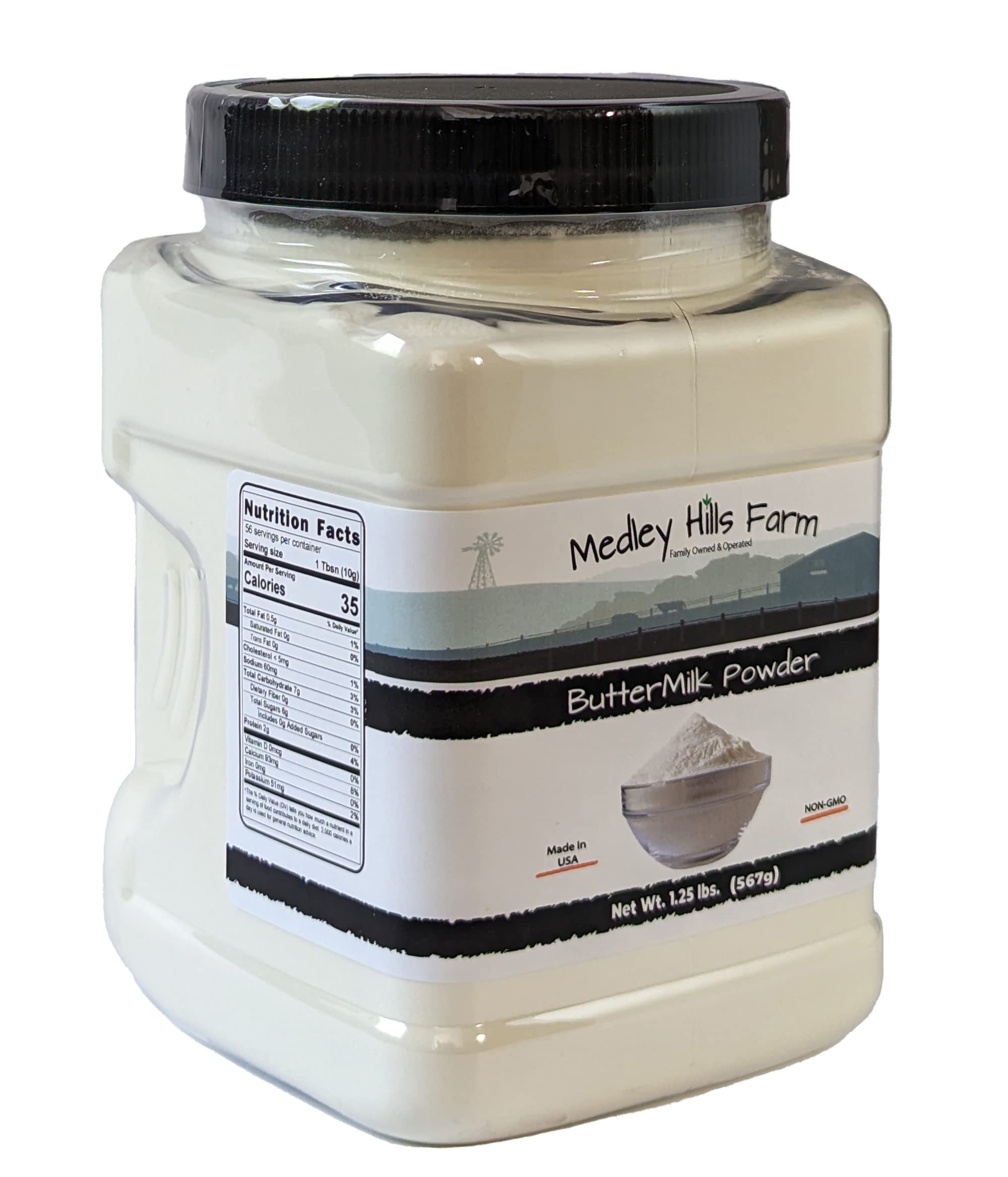 Buttermilk Powder by Medley hills farm 1.25 lbs. in Reusable Container - Perfect powdered buttermilk for baking- Perfect for Bread, Biscuits, Pancakes, Salad Dressing - Non-GMO - Kosher - Made in USA