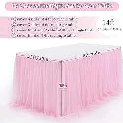 Rectangle Table Skirt Pink 14FT Tulle Table