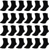 SPTRAMLE Toddler Socks, 24 Pairs Kids Socks for Boys Girls 1-14 Years Kids Crew Socks Multipack Athletic White Black Grey