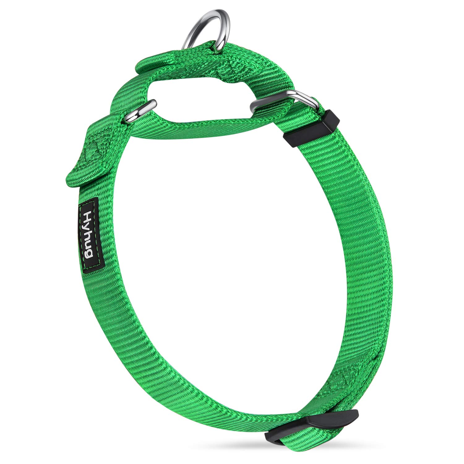 Hyhug Pets Solid Color Not Escapable Martingale Collar, Heavy Duty Nylon Webbing for Medium Dogs Daily Use.(Medium,Lime Green)