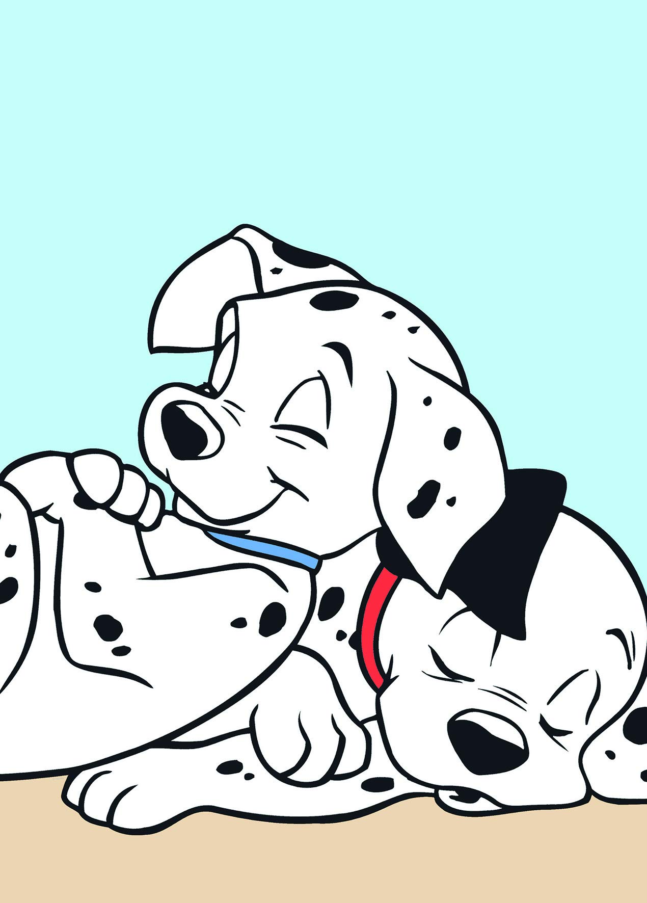Komar Disney Wall Picture | 101 Dalmatian Cuddle | Children's Room, Baby Room, Decoration, Art Print | Size 50 x 70 cm (Width x Height) | Without Frame | WB004-50 x 70 cm