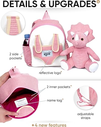 Naturally KIDS Pink Dinosaur Toys for Girls, Triceratops Toy