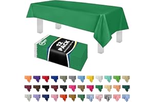 Green 12 Pack Premium Disposable Plastic Tablecloth 54 Inch. x 108 Inch. Rectangle Table Cover by Grandipity