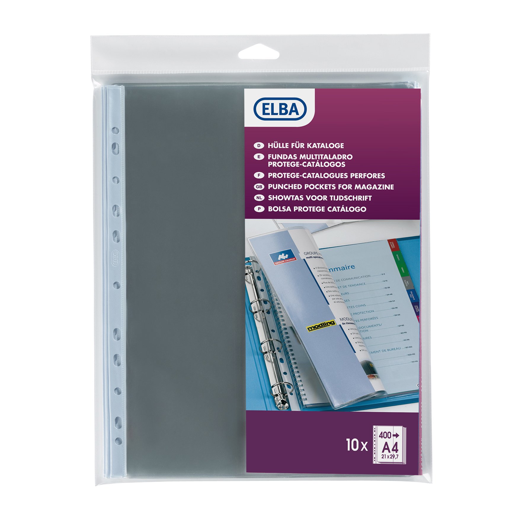 Elba Document Pouch PVC 20/100 11-Hole Punched Pack of 10