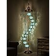 DEMMEX 11 Globe Turkish Floor Lamp, 7ft Tall - Turkish Moroccan Mosaic Floor Lamp, Tiffany-Style Standing Lamp for Bedroom & Living Room - Handmade Decorative Lighting, Turquoise Blue Green
