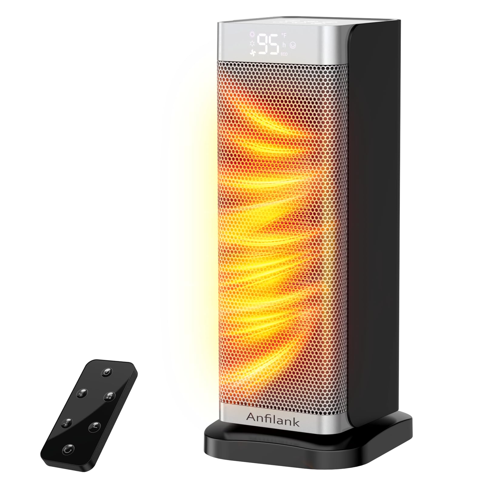 Photo 1 of Anfilank Space Heater with Room Temp Display, 1500W Fast Heating PTC Ceramic Electric Heater for Large Room, 70° Oscillation, Remote, Thermostat, 12H Timer, Quiet for Office and Bedroom