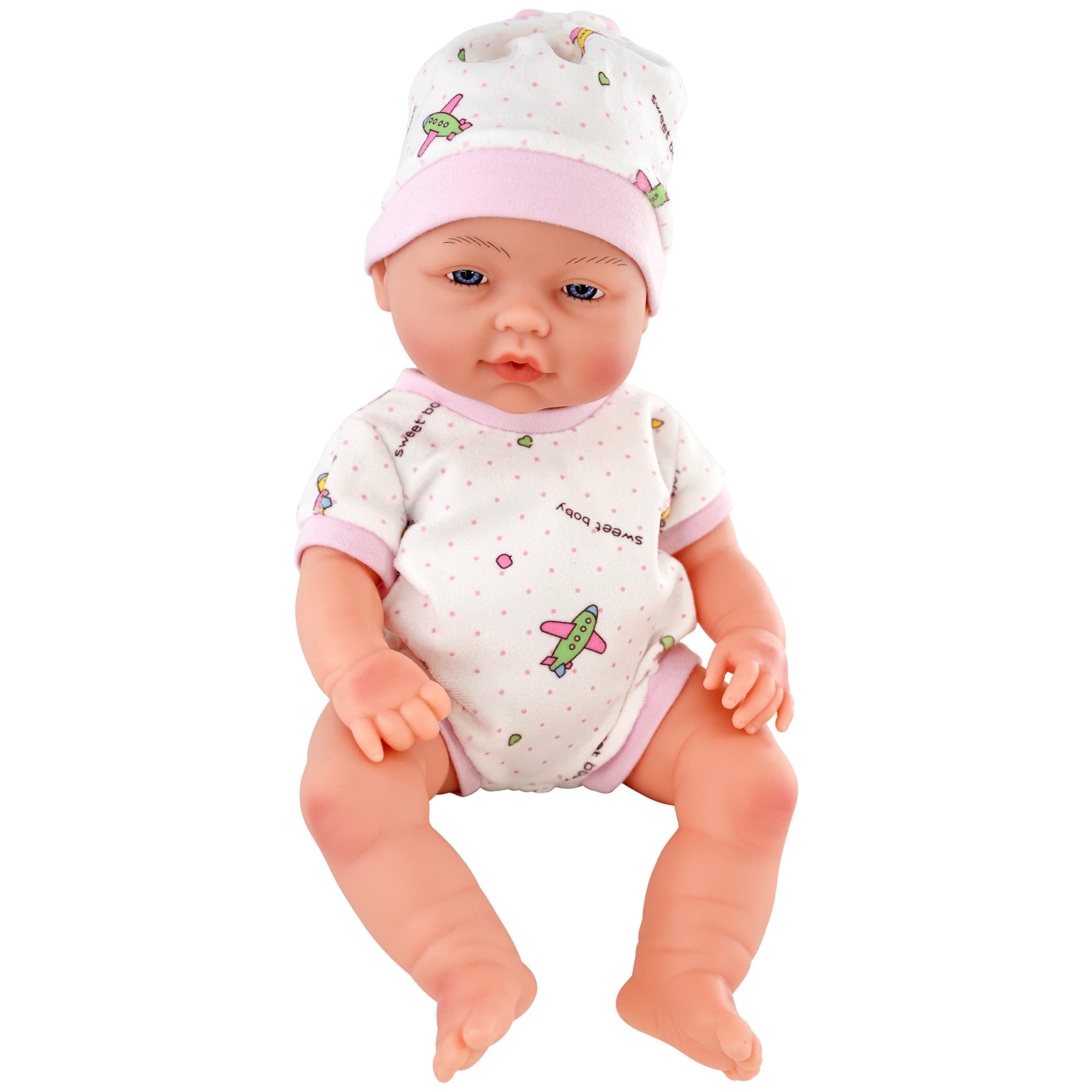 The Magic Toy Shop Bibi Doll - 14" Anatomically Correct Soft Vinyl Lifelike New Born Realistic Baby Girl Boy Doll (Girl Doll)