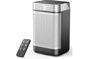 Portable Ceramic Space Heater 1500W with Remote - Fast Quiet Heating for Bedroom, Office, RV - Tip-Over & Overheat Protection