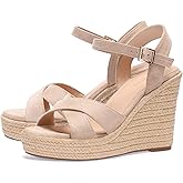 VICKI·VICKI Wedges for Women Platform Sandals Wedge Heels for Sandals Comfortable Summer Espadrille Shoes Ankle Strap&Open Toe