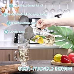 2 Pcs Glass Pitcher with Lid and Spout, Glass