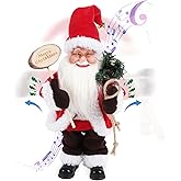 Gfilay Animated Santa Claus Toy,Singing and Dancing Santa with LED Face and Jingle Bell Song,Christmas Indoor Home Party Decoration