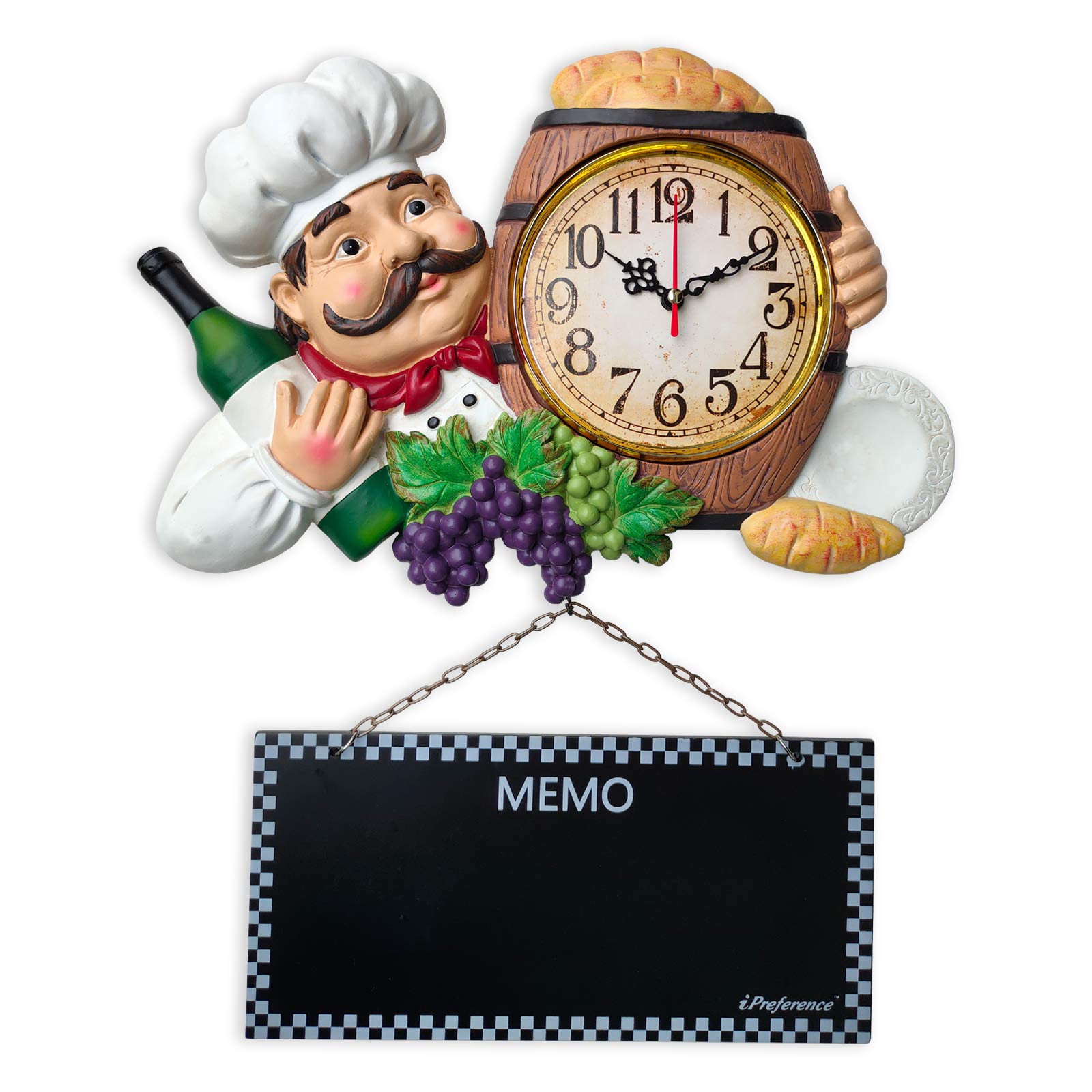 Photo 1 of iPreference 2 in 1 Wall Clock and Black Board with Chef Décor Display and Leave Your Message on The rewritable Black Board, Decoration/Home/Kitchen/Restaurant/Bar