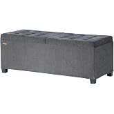 FUBHOMEY 47.2" End of Bed Storage Ottoman Bench Chenille Dark Gray UFSND01G | Steel Frame,with Divivder &amp; Flipping Lid,36 Gal (138L）of storage space,Load up to 660 LBS,17.7" D X 47.2" W X 17.7" H