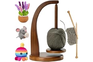 YELINTIAN Wooden Yarn Holder for Crocheting Spinner, Yarn Spool Rack with Magnetic, Yarn Ball Holder for Knitting Lovers (Mah