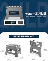 HOUSE DAY 9 Inch Folding Step Stool with Carry Handle Grey view 5