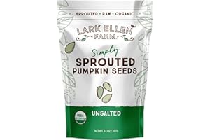 Lark Ellen Farm Sprouted Organic Pumpkin Seeds – Raw, Unsalted, Air-Dried Pepitas for Snacking, Salads, Trail Mix – USDA Organic, Non-GMO, Vegan, Gluten-Free, Resealable Bag (14 oz, 1 Pack)