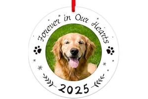 WaaHome Picture Frame Dog Memorial Christmas Ornaments 2025 - Forever in Our Hearts Personalized Pet Memorial Ornaments for Christmas Tree, Pet Remembrance Gifts for Loss of Dogs Cats Pets