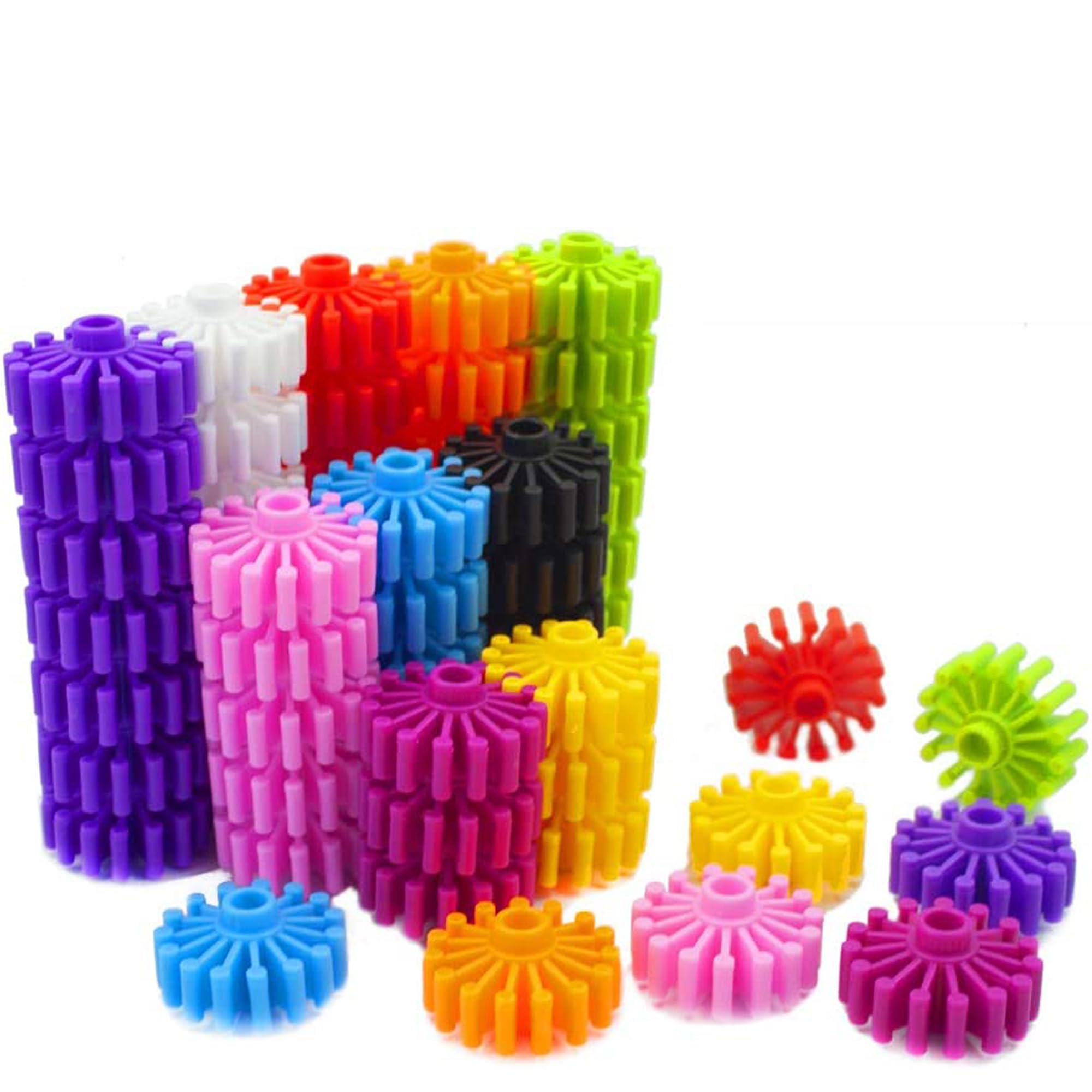 RAINBOW TOYFROG Interlocking Gears Toys - 100-Piece Kit with Tote - Colorful Manipulatives for Sensory Bin or Occupational Therapy - STEM Building Toys for Kids