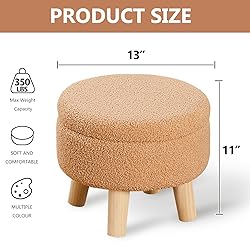 Wimarsbon Storage Ottoman, Modern Round Footrest