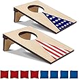 AIWEILUCK 2PCS Mini Tabletop Cornhole Boards Toy, 4.7" W x 7.7" L Wooden Desktop Toss Game with 8 Bean Bags, Portable Game Set for Travel Home Office