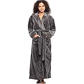 Alexander Del Rossa Faux Fur Robe, Thick Plush Robes for Women with Hood, Long Hooded Robes for