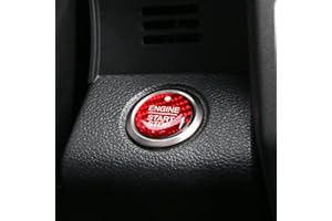 BETTERHUMZ Car Engine Start Button Sticker Compatible with Ford F150 Raptor 2015-2025 Carbon Fiber Control Knob Decorative Sticker Car Interior Accessories (Red)