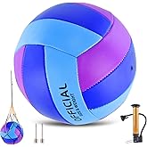 ELKCIP Volleyballs Official Size 5, Waterproof Soft Bulk Recreational Volley Balls with Pump and Net Bag for Indoor Outdoor Beach Pool Water Sand Game Training Match Gift for Beginner Teenager