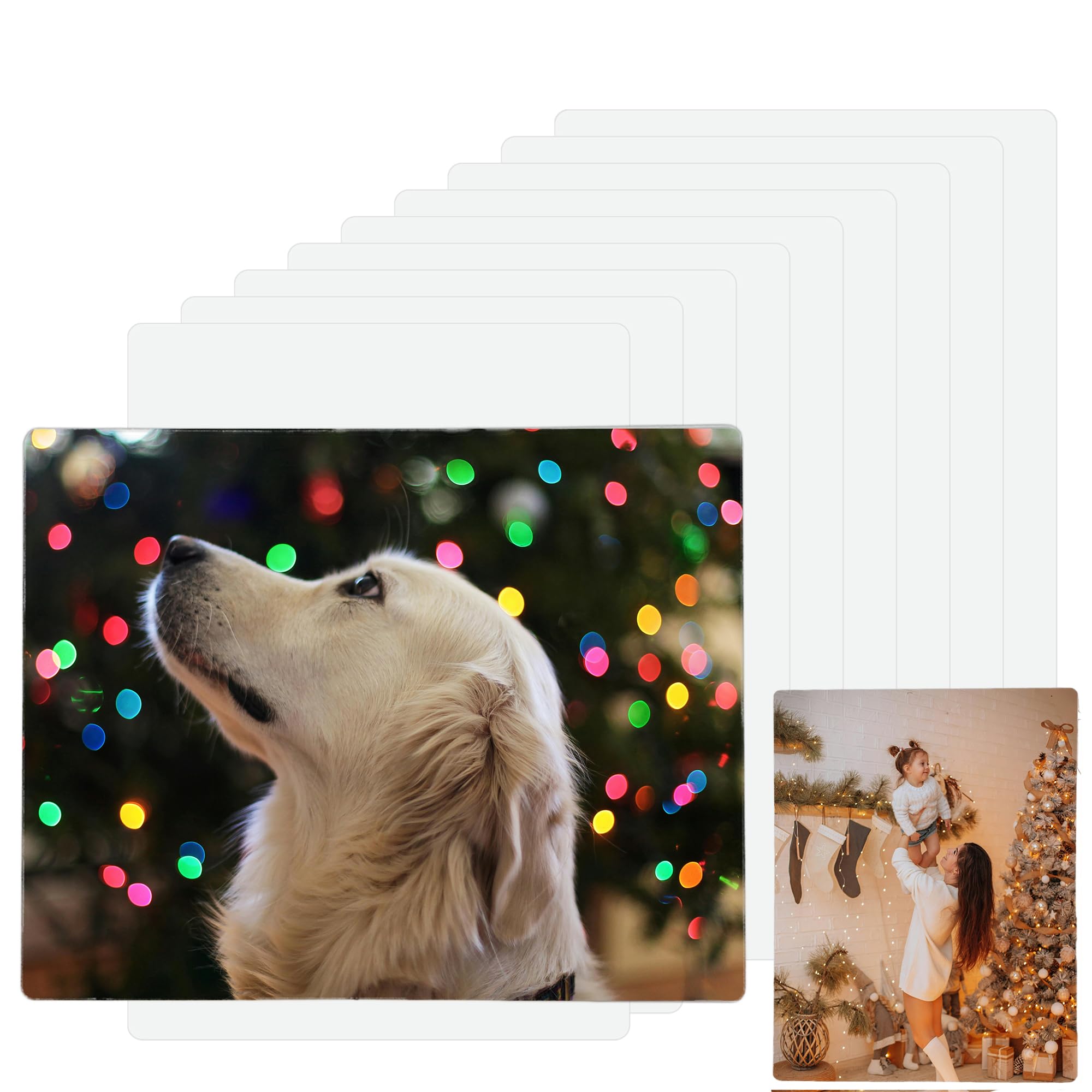 Photo 1 of 10 Pack Sublimation Photo Blanks 8 x 10 Inch, 0.45mm Thick, Metal Aluminum Blanks for Sublimation Photo Wall Display Sign Poster Tabletop Picture Frames (Silvery Blanks 10 Pack)