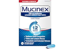 Mucinex 12 Hour Maximum Strength 1200 mg Guaifenesin Extended-Release Tablets for Excess Mucus Relief, Expectorant Aids Excess Mucus Removal, Chest Congestion Relief, 14 Tablets