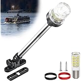 AMBIPASION 12 Inches Bimini Light for Pontoon Boat, Pontoon Navigation Lights Anchor Light Stern Lights for Bimini Top Mount Waterproof IP67, White Fold Down LED Marine Boat Rear Running Lighting