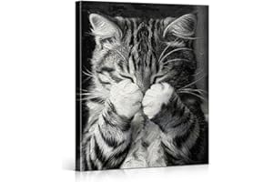 Funny Cat Bathroom Wall Art Black and White Animal Bathroom Wall Decor Cute Cat Bad Smell Canvas Print Poster 8x10 Inch Frame