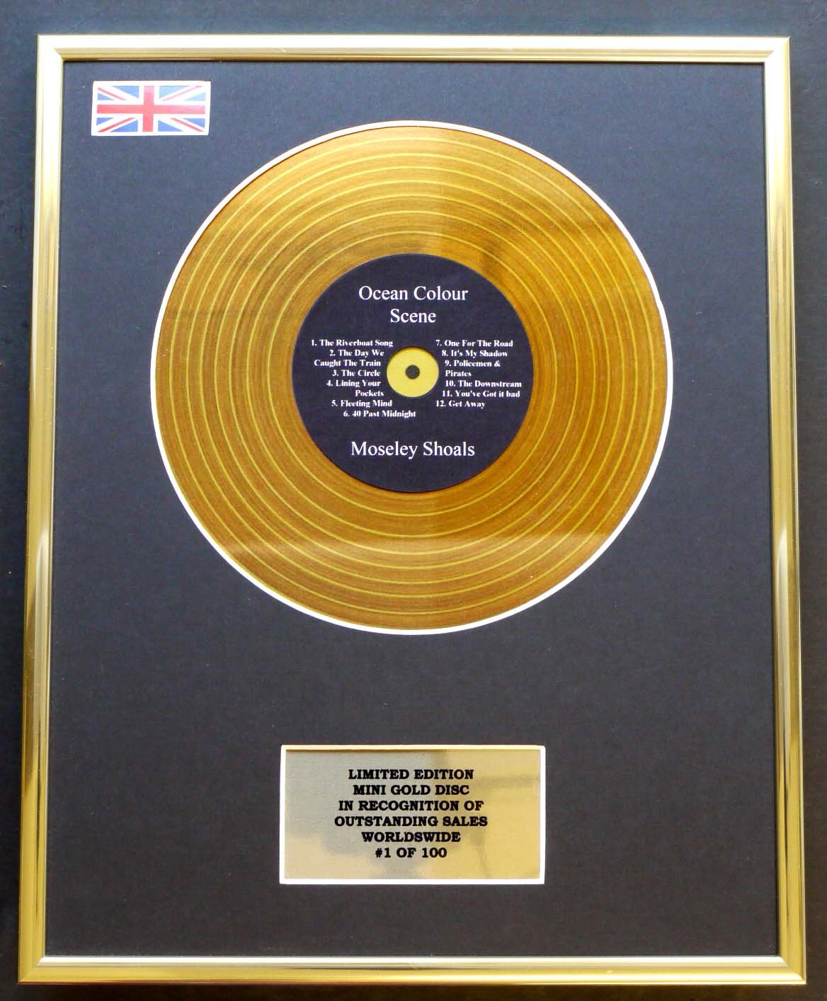 Limited Edition mini gold disc Display OCEAN COLOUR SCENE/MINI GOLD DISC DISPLAY/LIMITED EDITION/COA/MOSELEY SHOALS