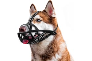 GoGoPaw Dog Muzzle, Soft Basket Silicone Muzzle for Dog Sturdy Lightweight Dog Muzzle for Large Medium Small Sized Dog Anti Biting Chewing, Breathable Cage Muzzle Allow Drinking (Black, S)