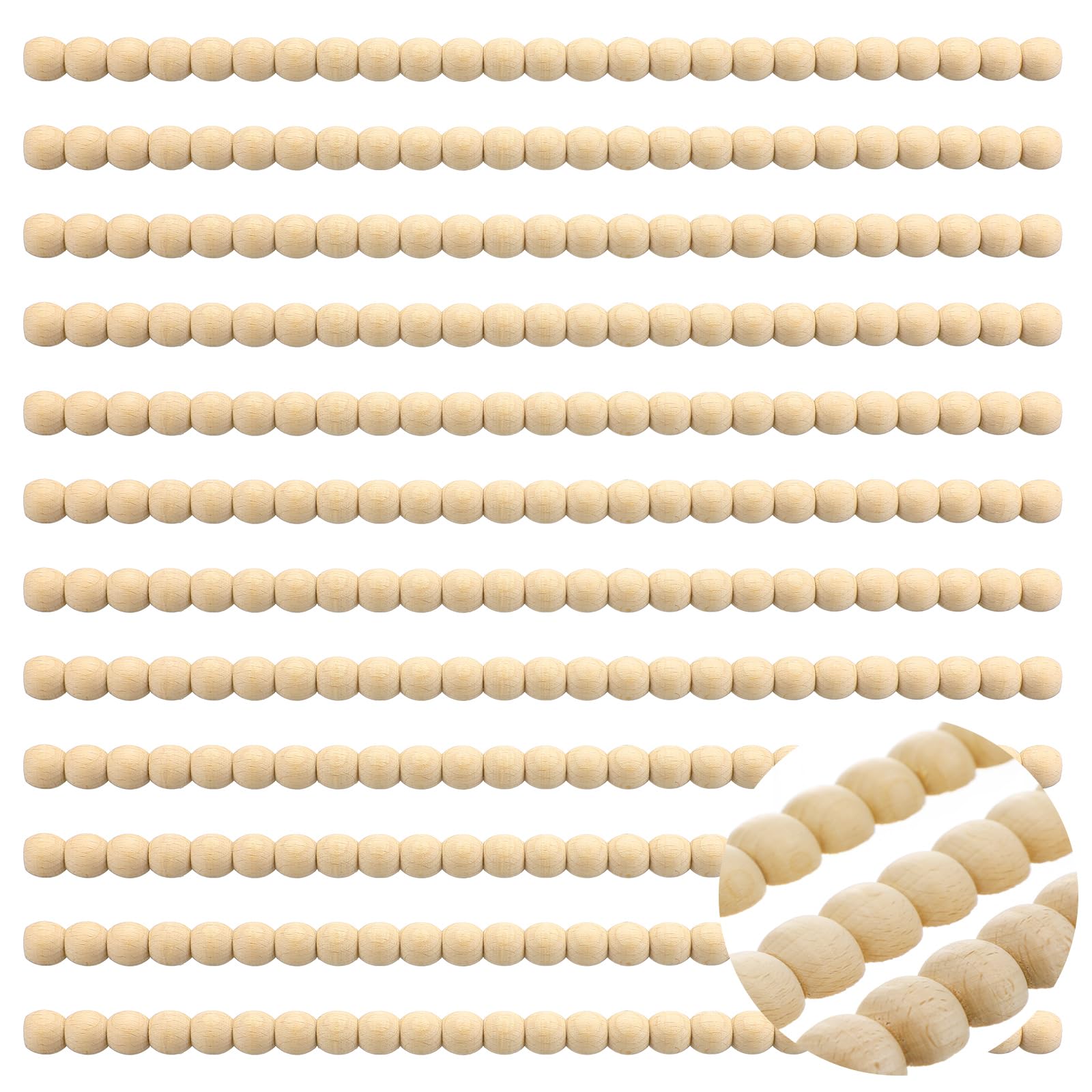Photo 1 of Nuanchu 12 Pcs Decorative Beaded Wood Trim Molding Half Wooden Beads Bobbin Trims 15.75 Inch Unfinished 3D Pearl Paintable Wood Molding for DIY Crafts Home Wall Cabinet Shelf Window Door (16 mm)
