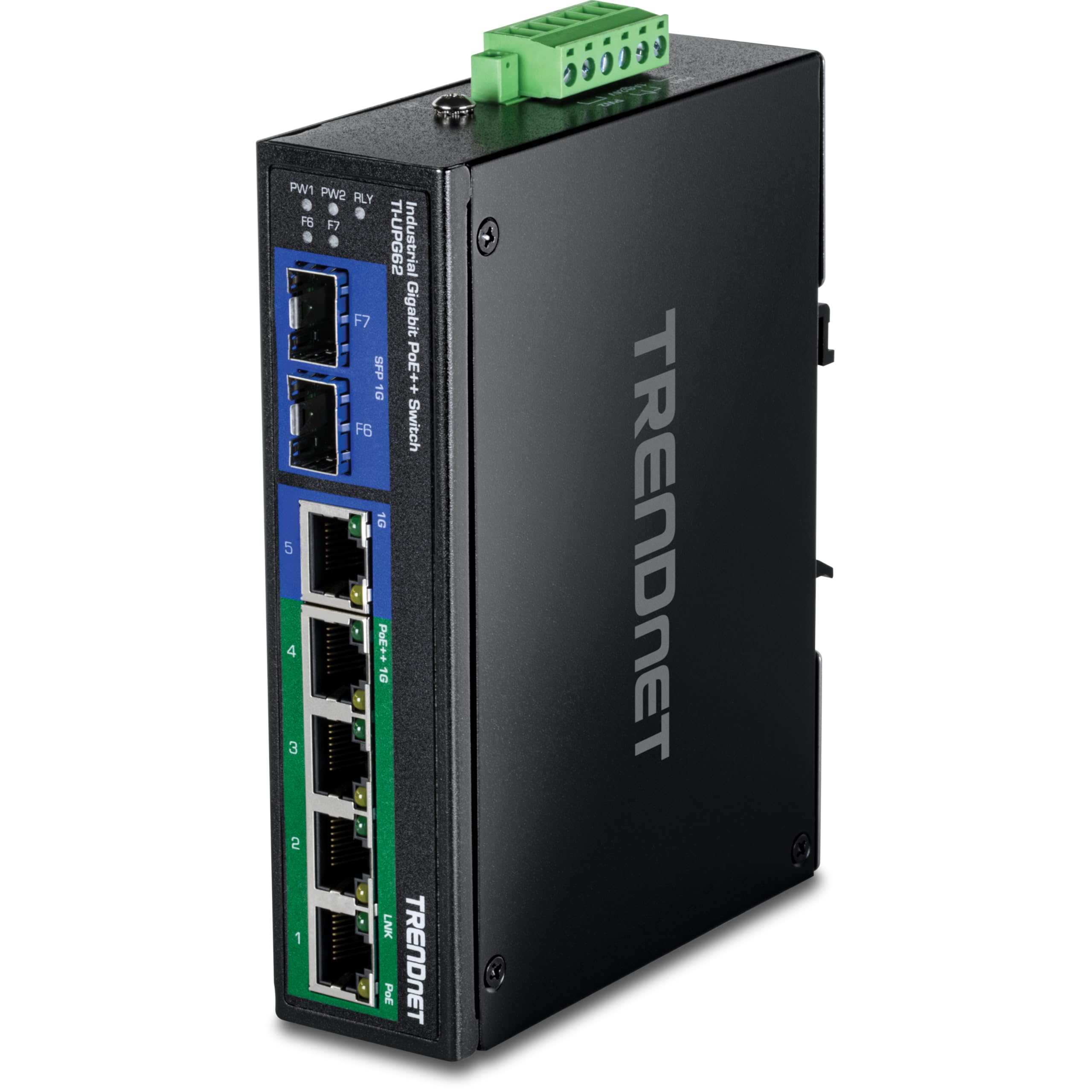 TRENDnet TI-UPG62 6-port hardened Industrial Gigabit Ultra PoE+ Switch (5 Gigabit / 1 shared SFP / 1 dedicated SFP)
