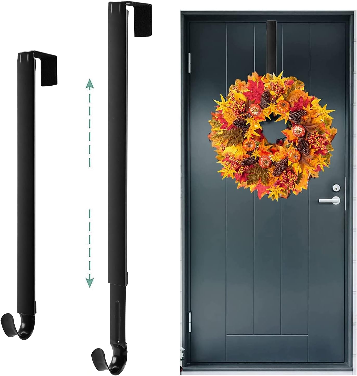 Wreath Hangers - Kederwa Adjustable Wreath Hanger for Front Door, Extends from 15.5